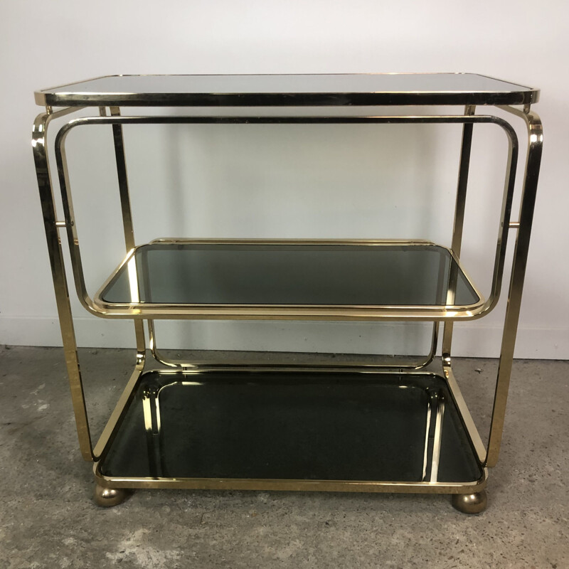 Vintage vergulde metalen trolley, Italië 1980