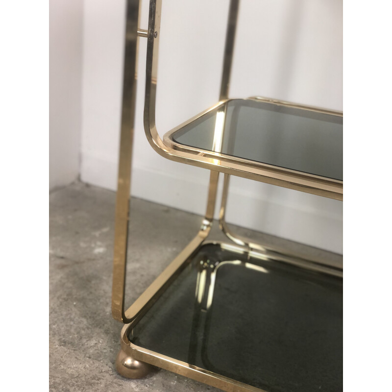 Vintage gilded metal trolley, Italy 1980