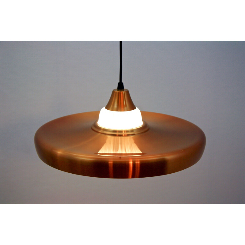 Large Dutch pendant in frosted glass and brass - 1960s
