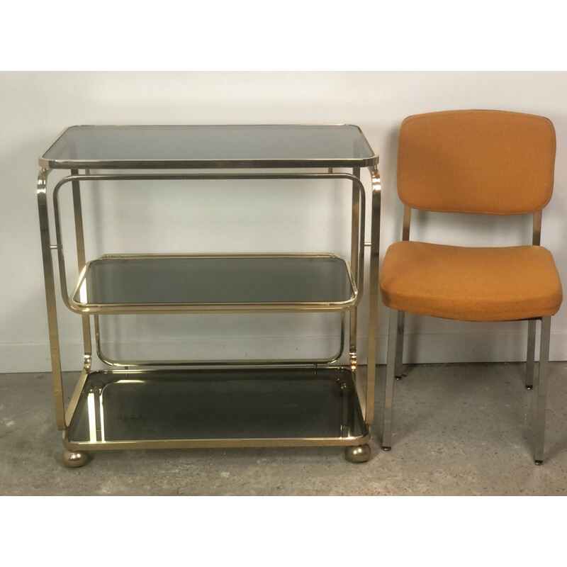 Vintage gilded metal trolley, Italy 1980