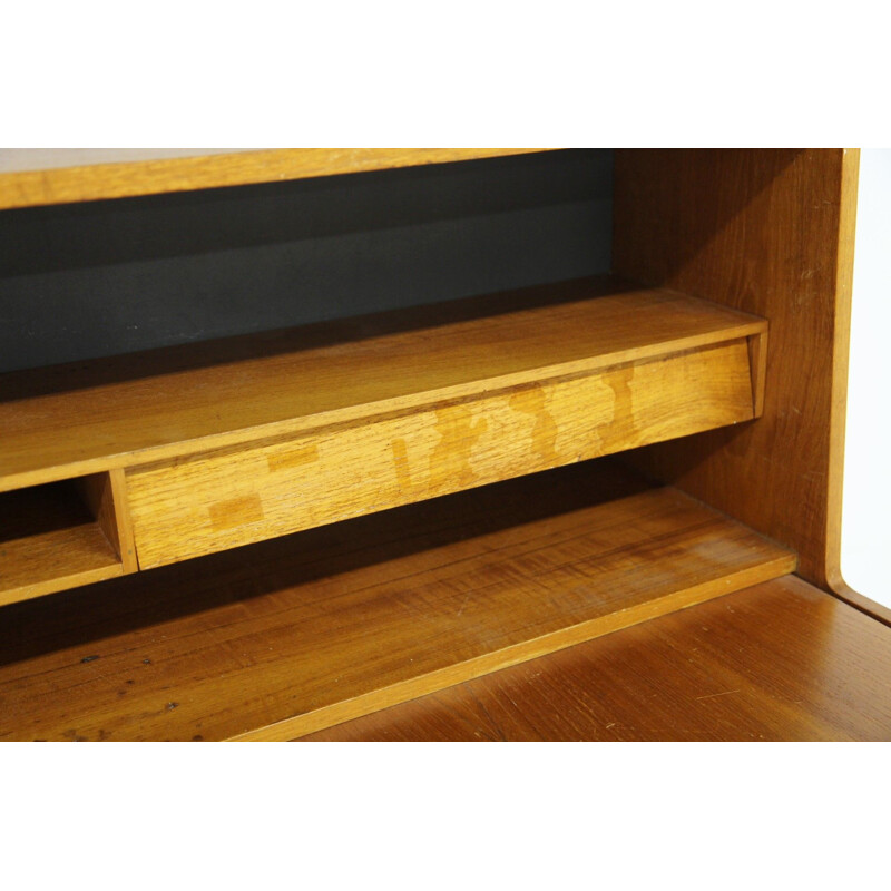 Vintage teak and beech secretary by Bränntorps, Sweden 1960