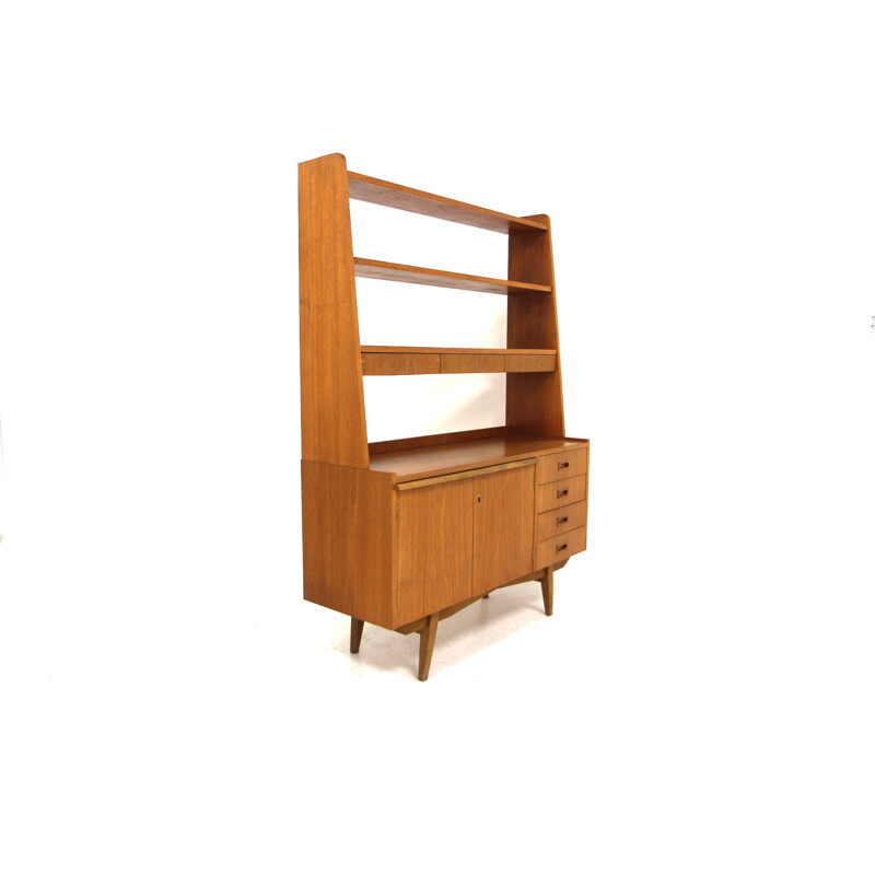 Vintage teak and beech secretary, Sweden 1960