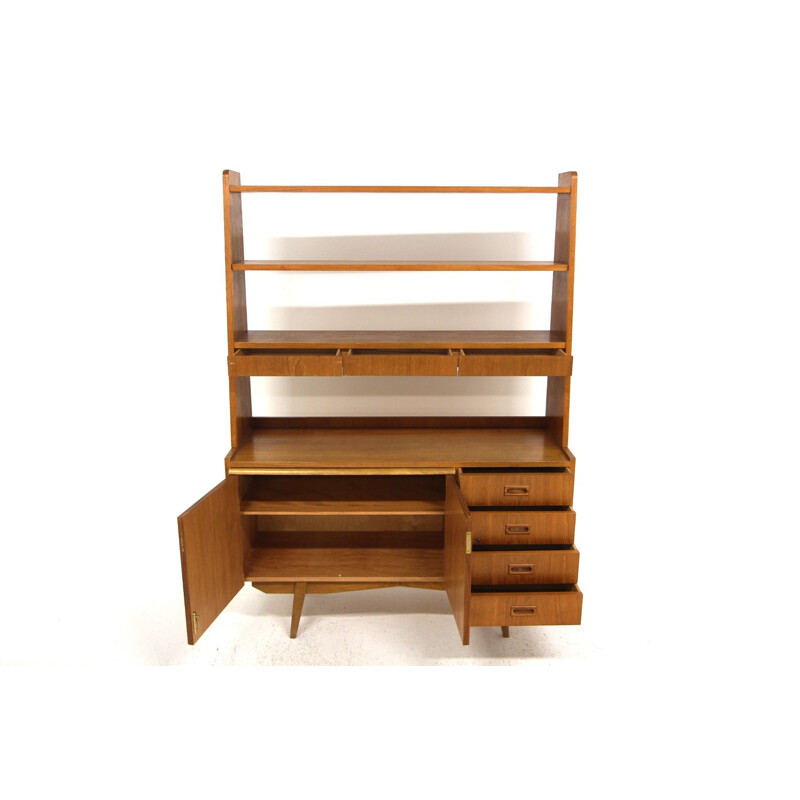 Vintage teak and beech secretary, Sweden 1960