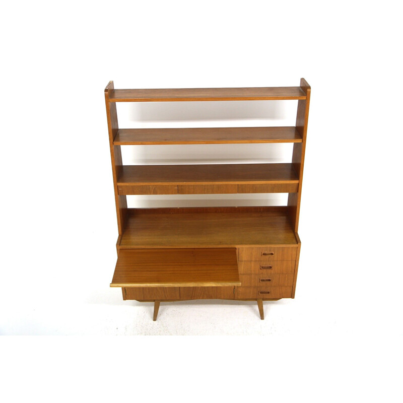 Vintage bureau in teak en beuken, Zweden 1960