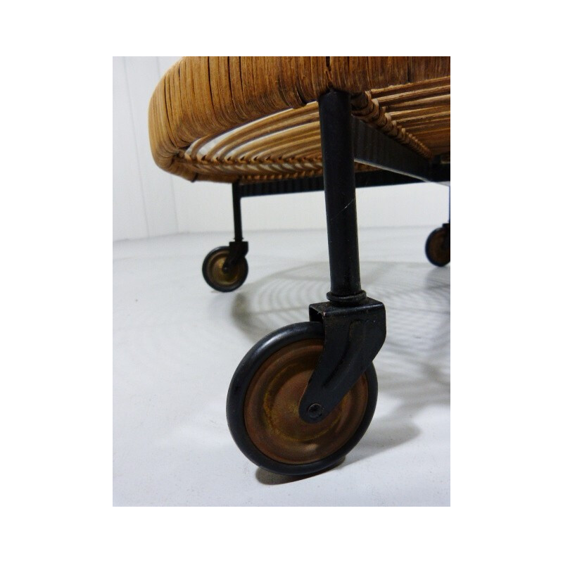 Serving trolley in rattan - 1950s