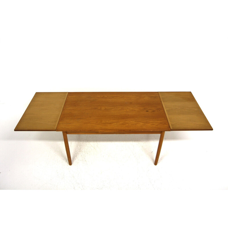 Vintage teakhouten tafel met opklapbaar blad