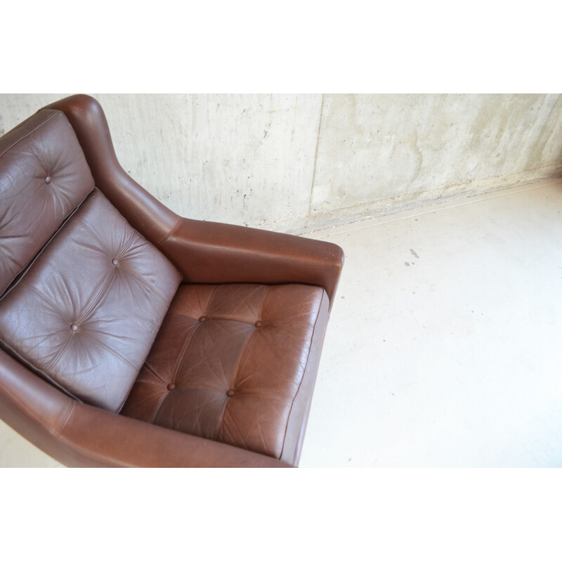 Danish armchair in dark brown leather - 1970s