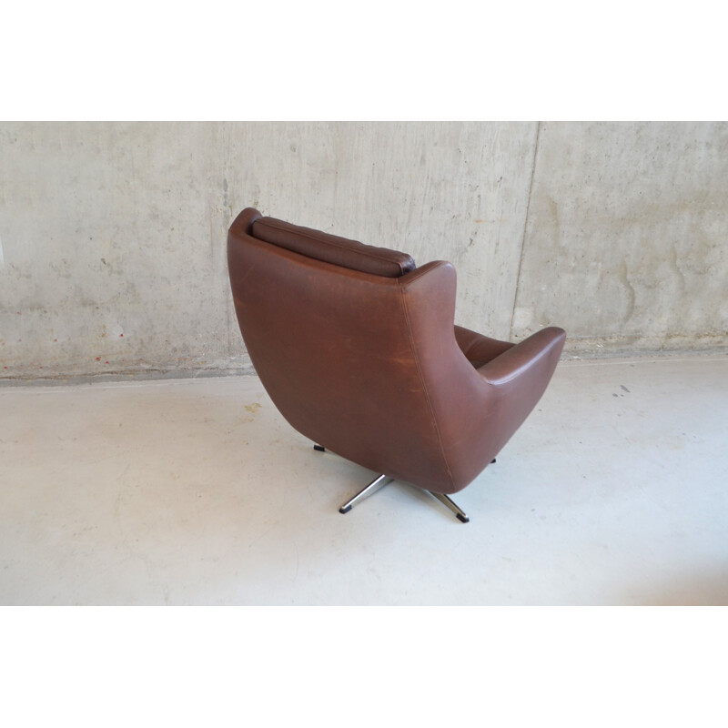 Danish armchair in dark brown leather - 1970s