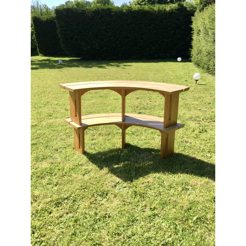 Pair of vintage solid elmwood benches, 1970