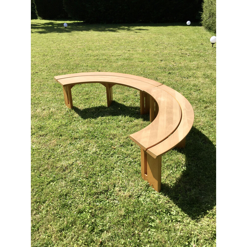 Pair of vintage solid elmwood benches, 1970