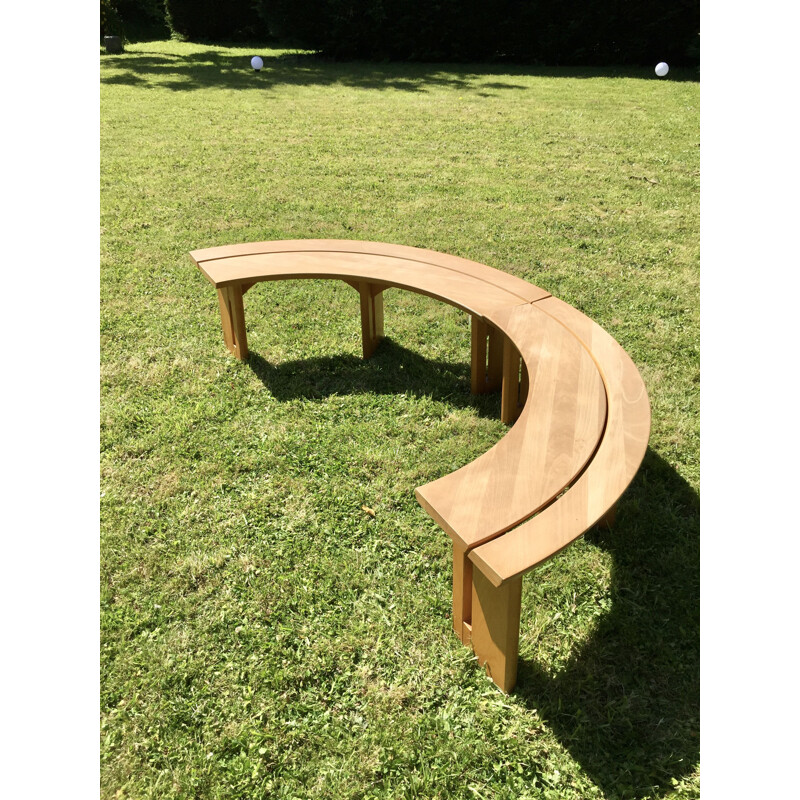 Pair of vintage solid elmwood benches, 1970