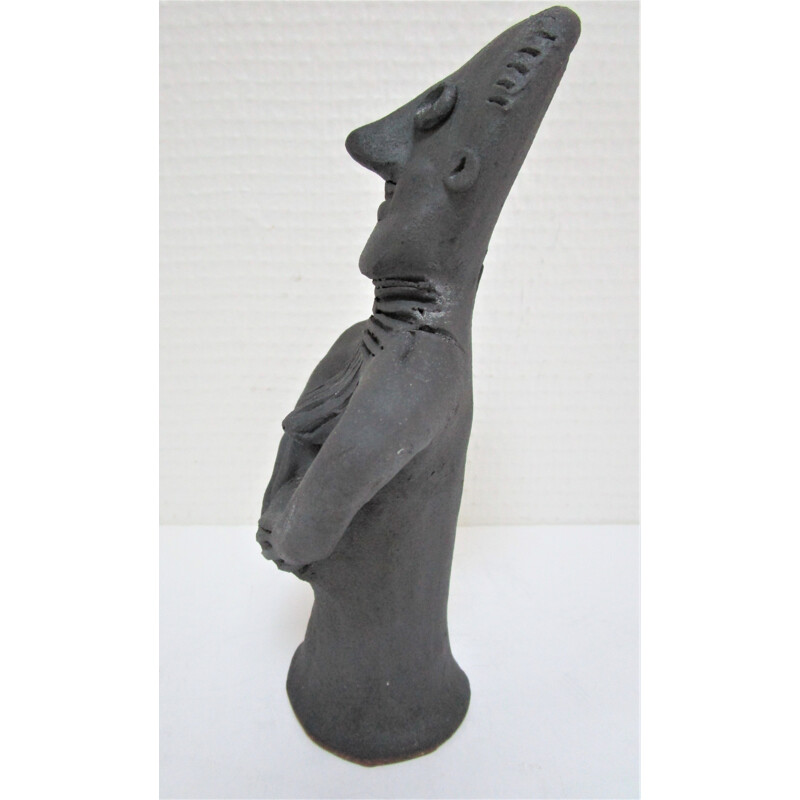Sculpture vintage une femme enceinte en argile modelé, 1980