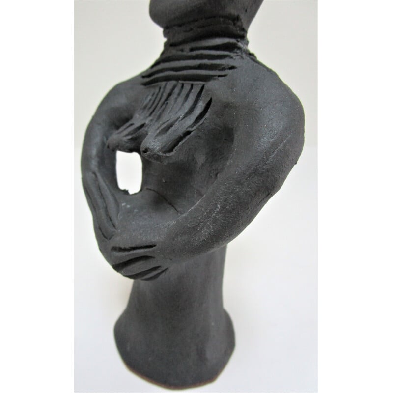 Sculpture vintage une femme enceinte en argile modelé, 1980