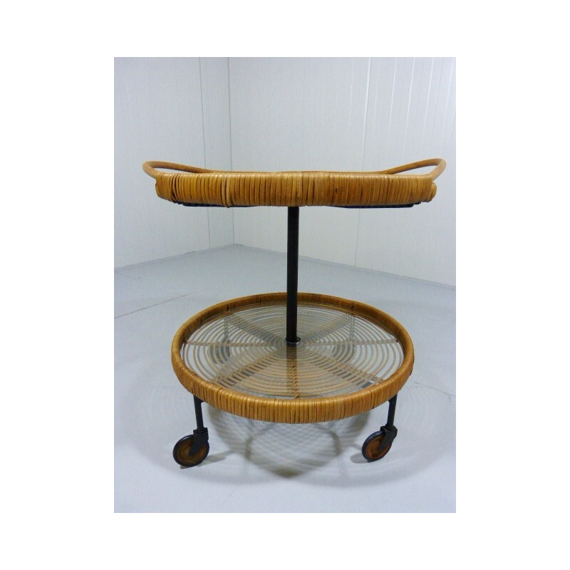 Serving trolley in rattan - 1950s