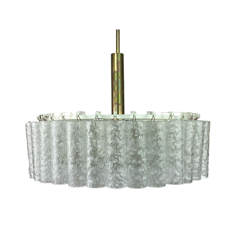 Vintage chandelier in brass and glass by Doria, 1960-1970s