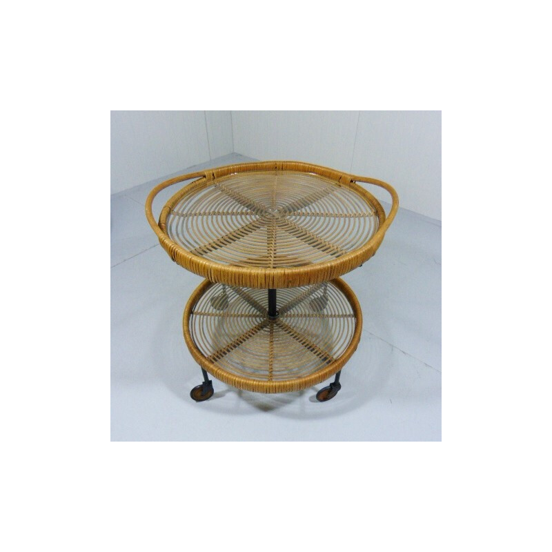 Serving trolley in rattan - 1950s