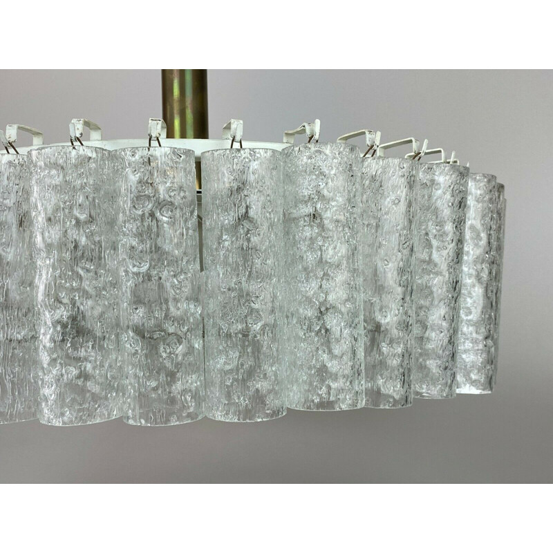 Lámpara vintage de latón y cristal de Doria, 1960-1970
