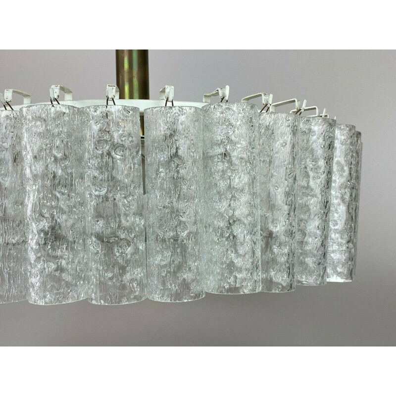 Vintage chandelier in brass and glass by Doria, 1960-1970s