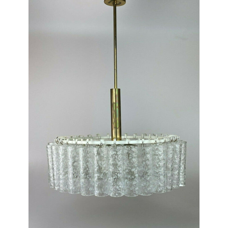 Vintage chandelier in brass and glass by Doria, 1960-1970s