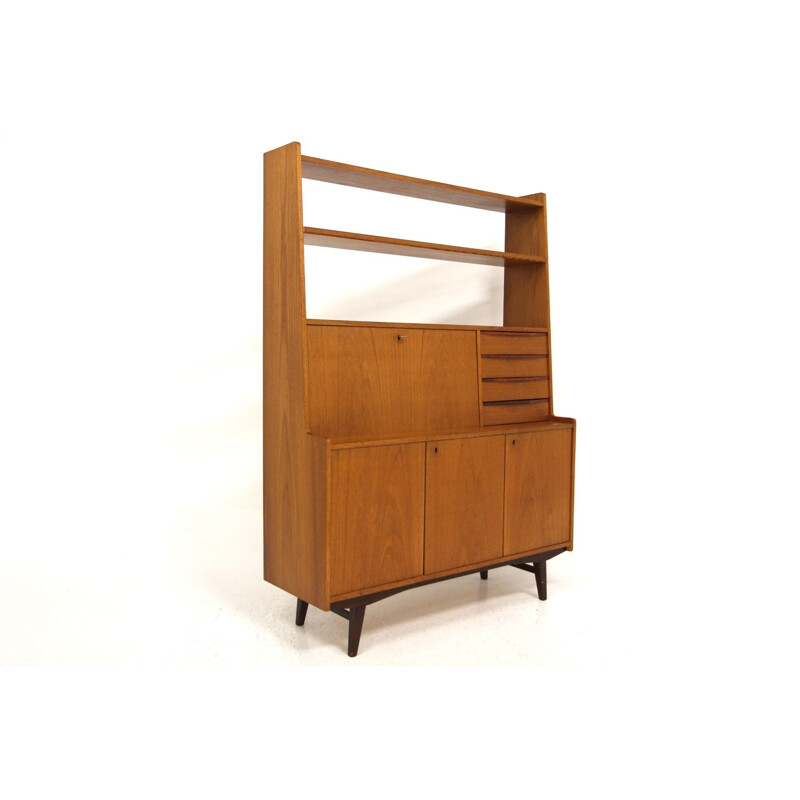 Vintage bureau in teak en beuken, Zweden 1960