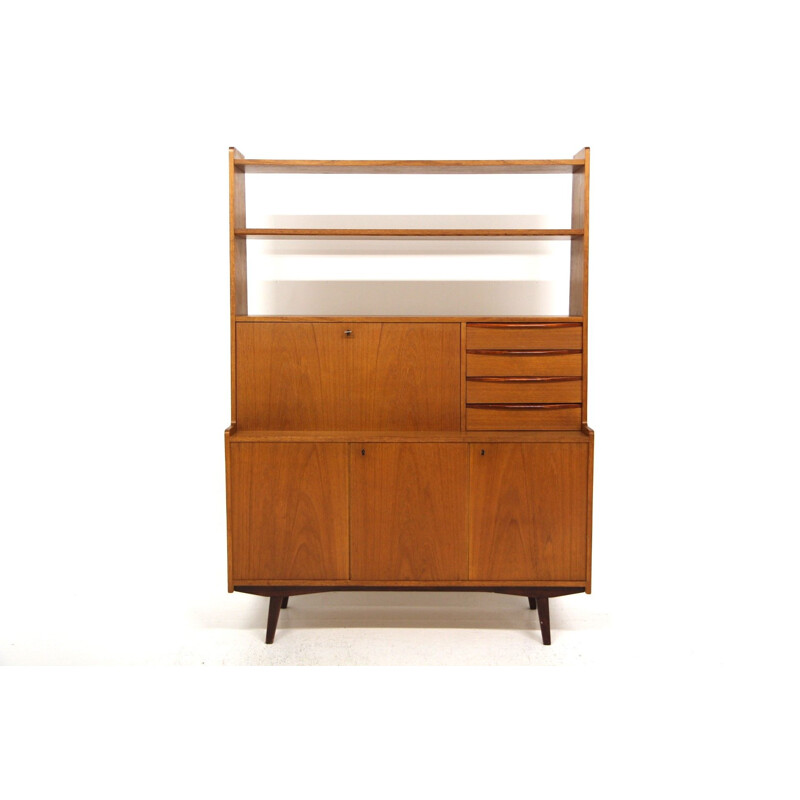 Vintage bureau in teak en beuken, Zweden 1960