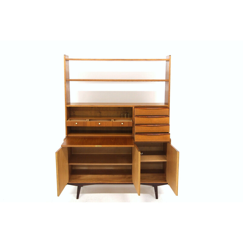 Vintage bureau in teak en beuken, Zweden 1960