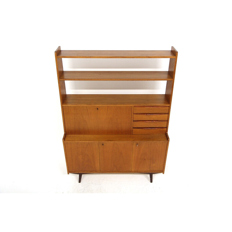 Vintage bureau in teak en beuken, Zweden 1960