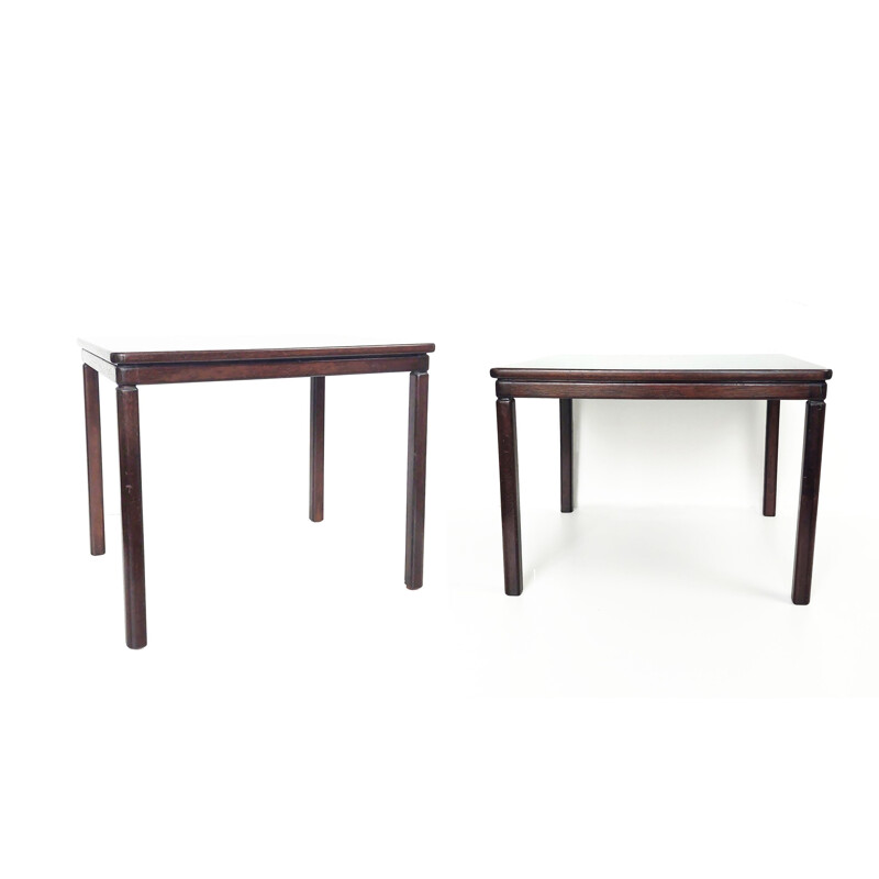 Pair of vintage side tables in solid mahogany