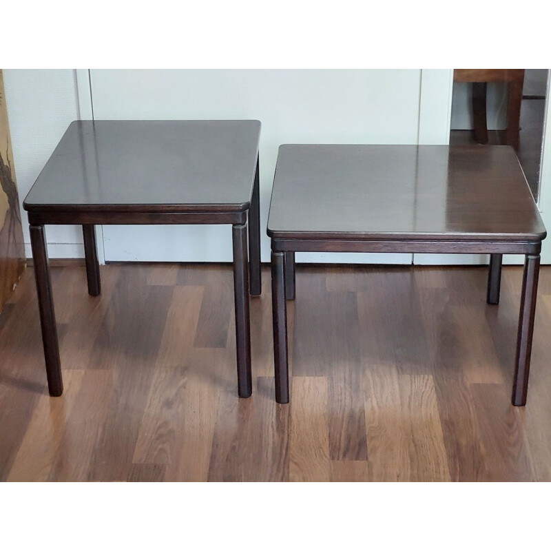 Pair of vintage side tables in solid mahogany