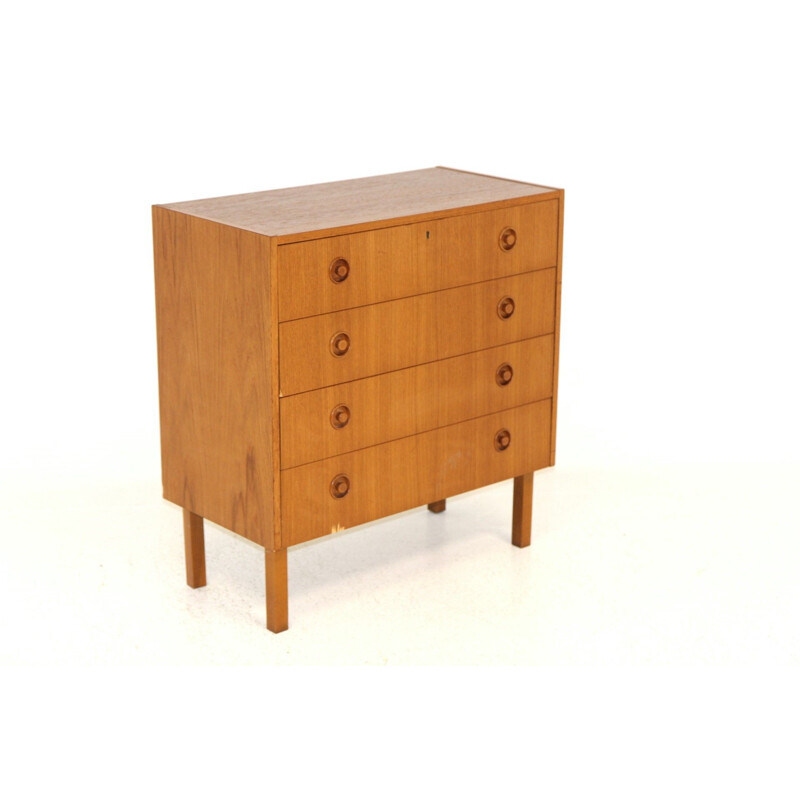 Vintage teak and beech chest of drawers, Sweden 1960