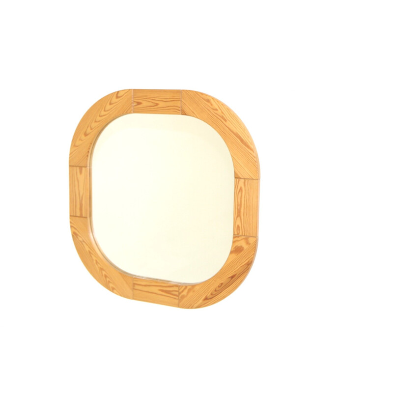 Scandinavian vintage mirror in pine, Sweden 1970