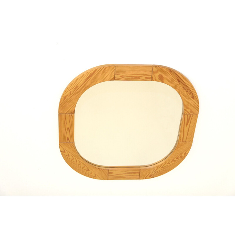 Scandinavian vintage mirror in pine, Sweden 1970