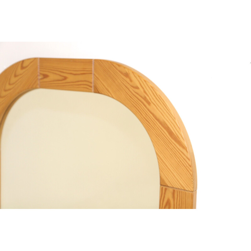 Scandinavian vintage mirror in pine, Sweden 1970