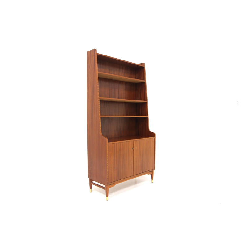 Vintage mahogany and beech bookcase, Sweden 1950