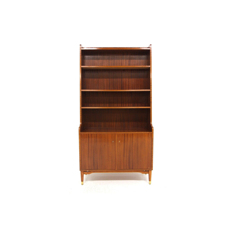 Vintage mahogany and beech bookcase, Sweden 1950