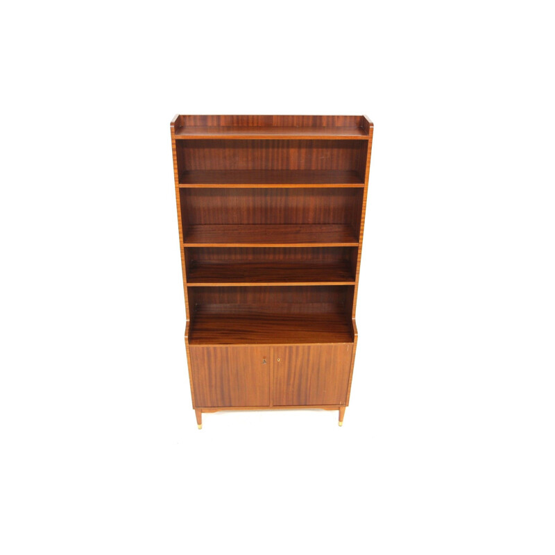 Vintage mahogany and beech bookcase, Sweden 1950