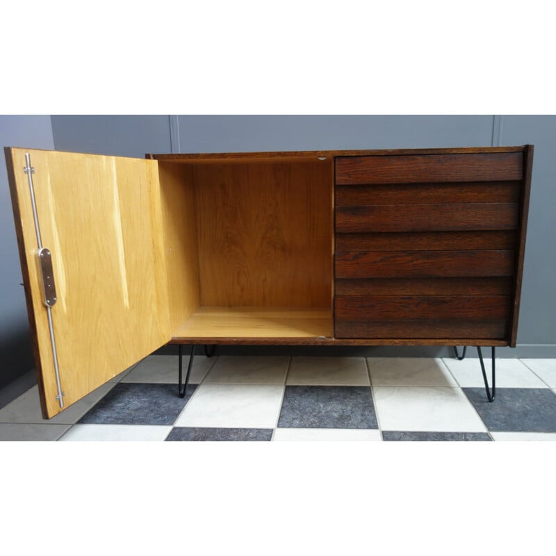 Vintage sideboard in dark wood model u458 by Jiroutek for Interier Praha, 1960s