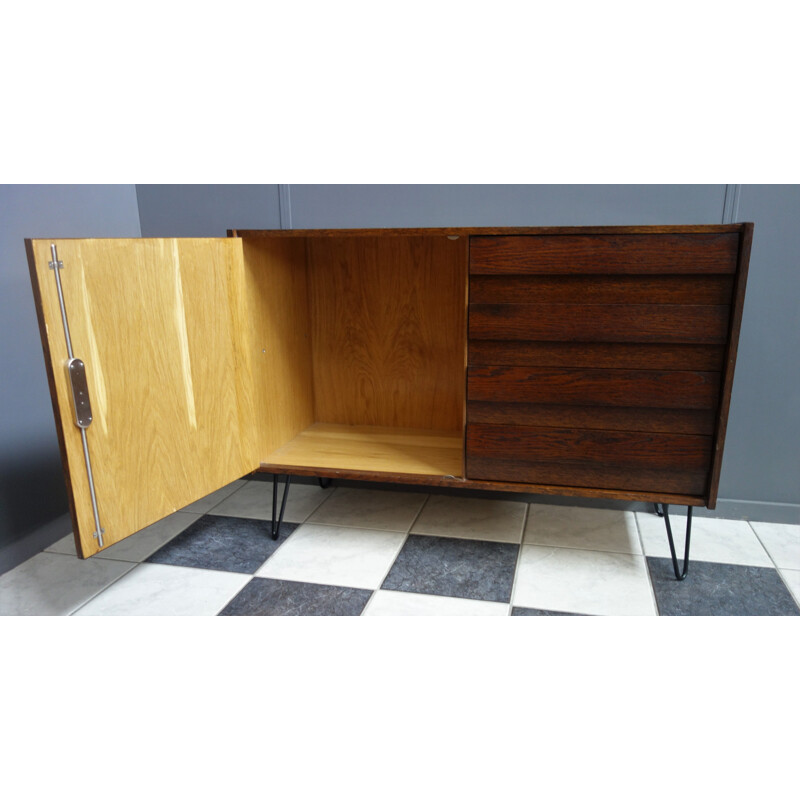 Vintage sideboard in dark wood model u458 by Jiroutek for Interier Praha, 1960s