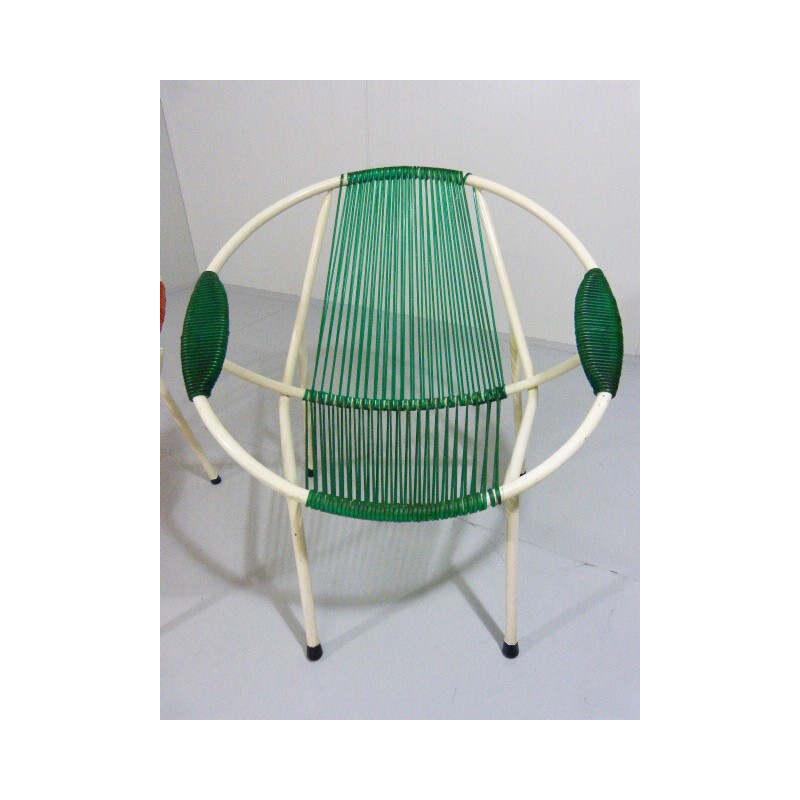 Suite of 3 garden armchairs - 1950s