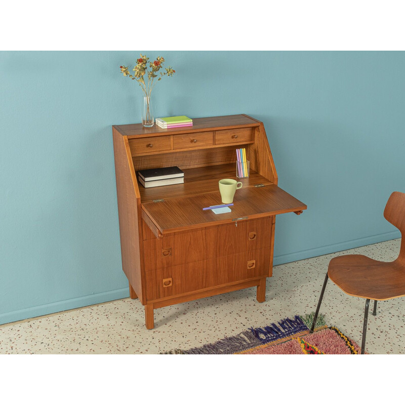 Vintage teakhouten bureau met vier laden, Denemarken 1960