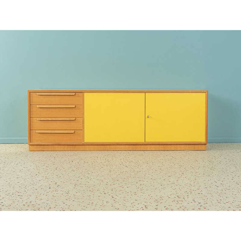 Vintage oak sideboard with two yellow doors by Wk Möbel, Germany 1960