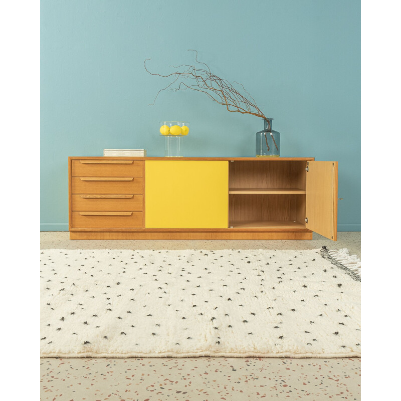 Vintage oak sideboard with two yellow doors by Wk Möbel, Germany 1960