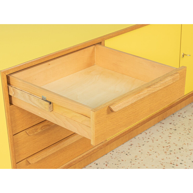 Vintage oak sideboard with two yellow doors by Wk Möbel, Germany 1960