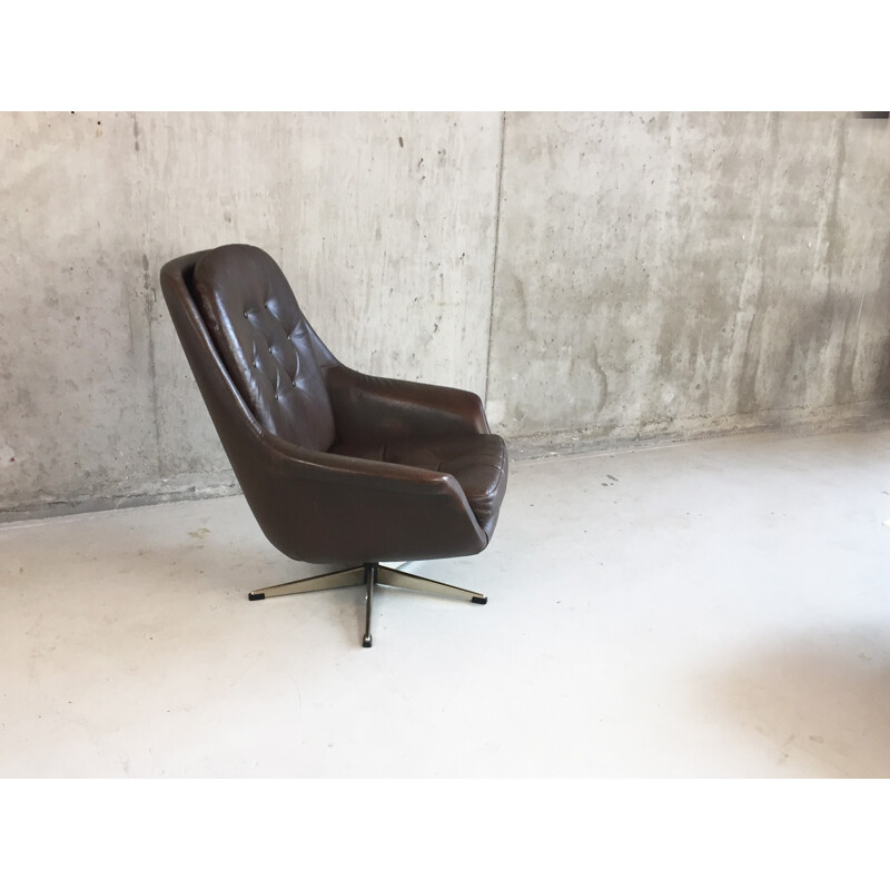 Danish armchair in chromed steel and leather - 1970s