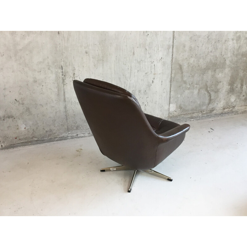 Danish armchair in chromed steel and leather - 1970s