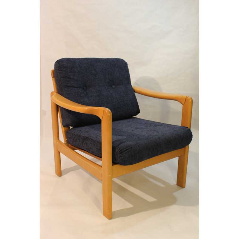 Paire de fauteuils scandinaves en tissu et bois - 1960