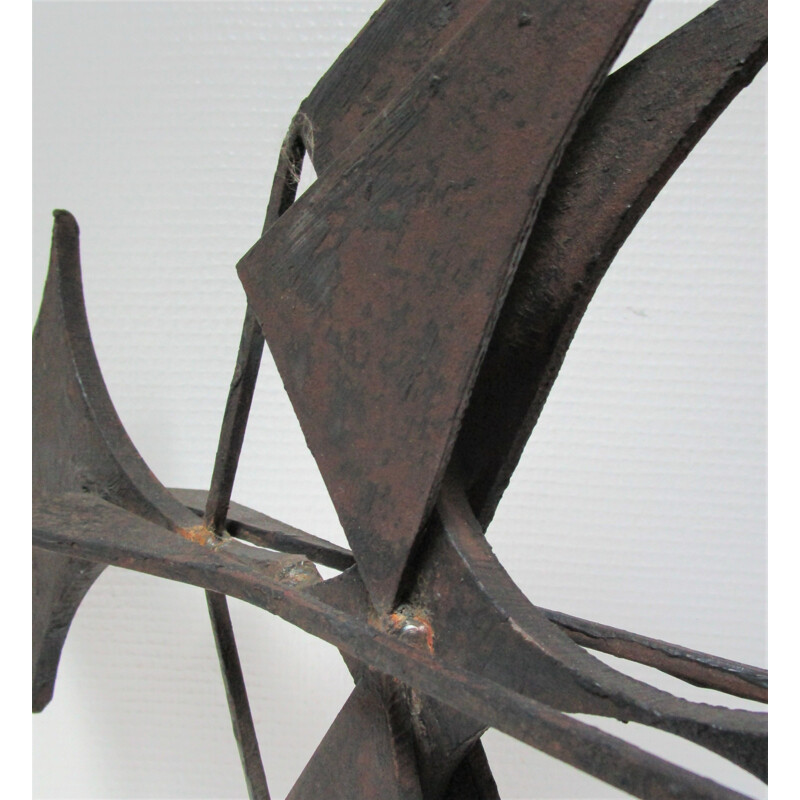 Vintage fish sculpture in patinated steel, 1970