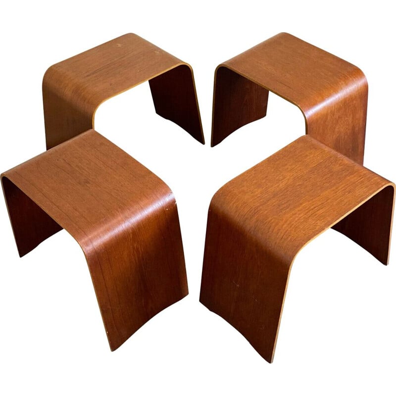 Set di 4 sgabelli vintage in teak modello 4515 di Hans Ludvigsen per Fritz Hansen, 1950-1960