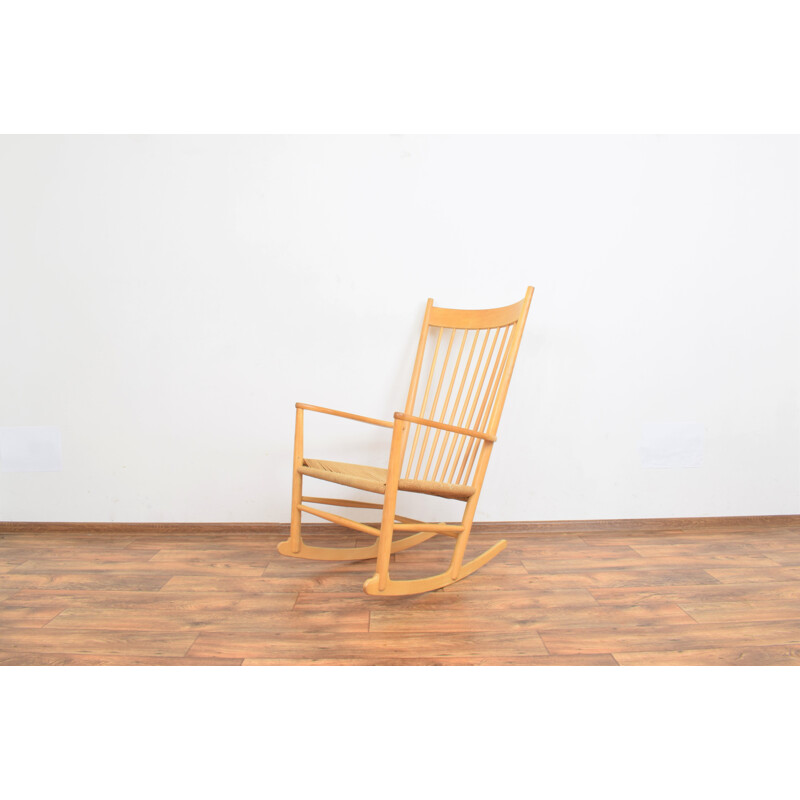 Sedia a dondolo vintage di Hans Wegner per Frederica, 1970