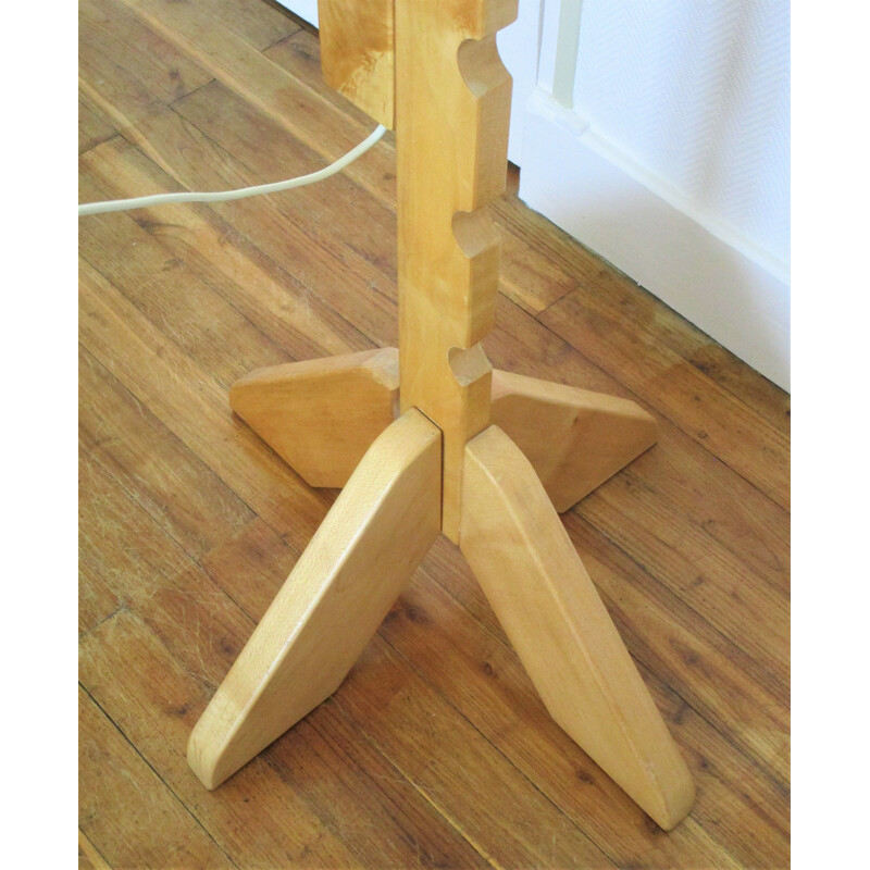 Lámpara de pie vintage con sistema de madera de haya maciza, 1980-1990